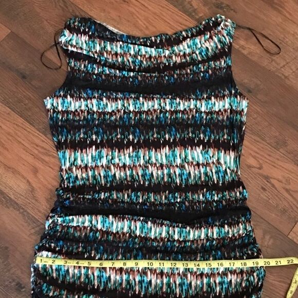 Cynthia Rowley XL Teal Tie Dye Ruched Dress - Picture 11 of 11